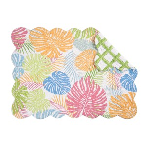C&F Home Palm Beach Cotton Quilted Rectangular Reversible Placemats Set of 6, 13" x 19" - 1 of 4
