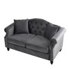 3+2 Velvet Chesterfield Tufted Sofa Set with Nailhead Trim & Pillows - 4 of 4
