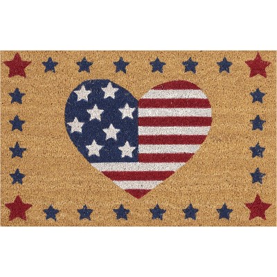 Nourison Casa Bella NC545 Americana Heart Indoor/Outdoor Door Mat - Red/White/Blue 1'6"X2'4"