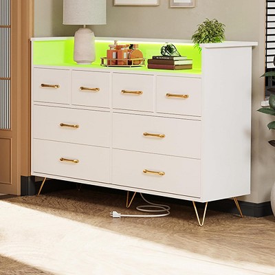 Coucheta 8-Drawer LED Dresser with USB Charging Station, 60K RGB Color Lights, Modern Storage Cabinet