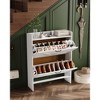 Slim Shoe Storage Cabinet with 2 Flip Drawers - Rustic Brown Farmhouse Organizer for Entryway, Saves Floor Space - 4 of 4