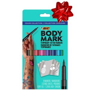 BiC 8pk BodyMark Assorted Pastel Colors: Fine Point, Washable, Multicolored Body Markers for Tattoos, Adult Use - 1 of 4