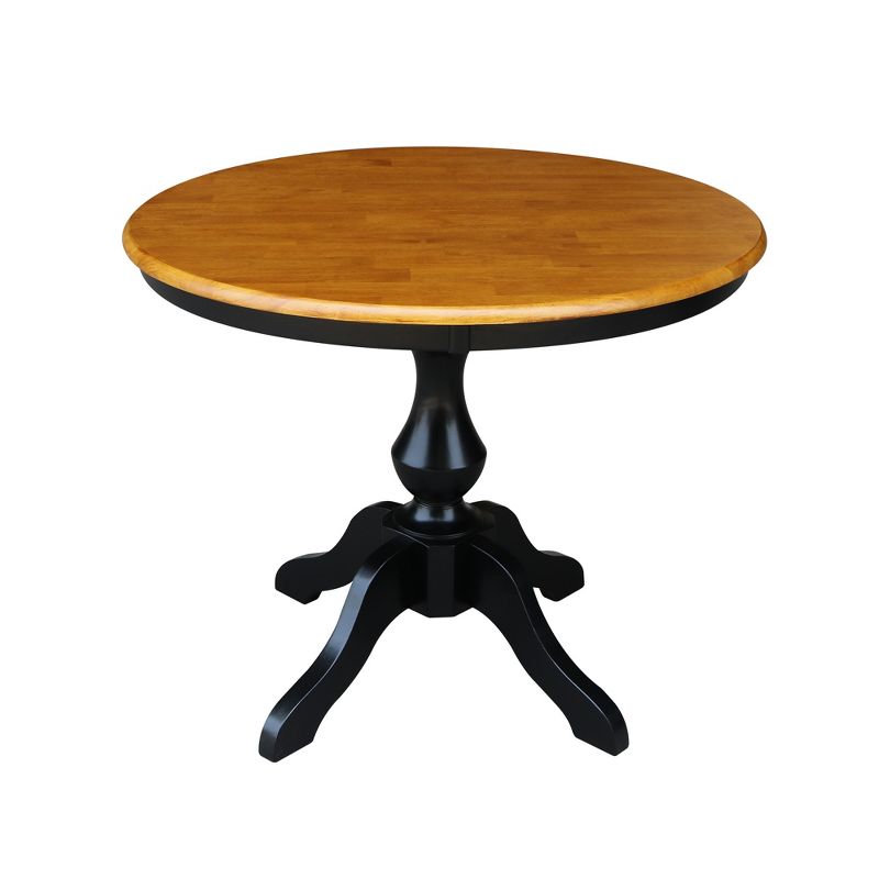 36" May Round Top Pedestal Table Dining Height Black/Cherry - International Concepts, 1 of 6