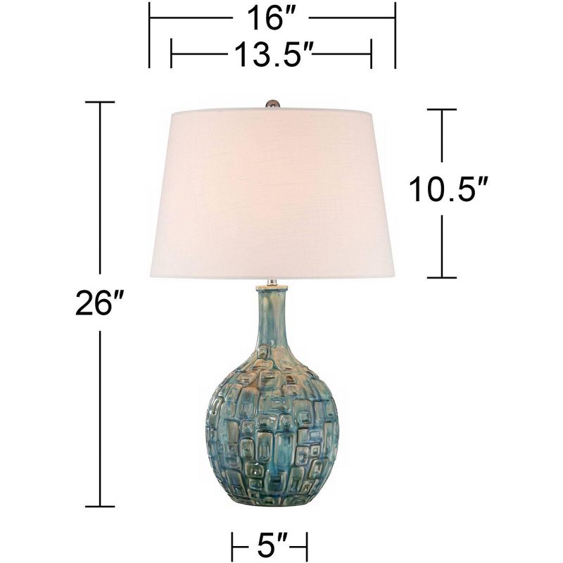 360 Lighting 26" High Gourd Mid Century Modern Coastal Table Lamps Set of 2 Teal Ceramic White Shade Living Room Bedroom Bedside (Colors May Vary), 4 of 9