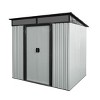 Syemin Storage Sheds 6ft X 5ft Outdoor Metal Storage Shed with Lockable Sliding Doors and Transparent Plate for Garden, Lawn, Black, 72.5"*55.75"*71" - 2 of 4