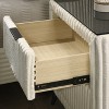 Gulches Cream Corduroy Nightstand 2 Drawers, Dovetail Construction, Metal Legs Part of Mavela Collection - 4 of 4