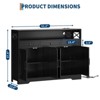 51" Black Buffet Cabinet with Adjustable Shelves, 4 Doors and 3 Drawers – Kitchen & Dining Room Storage Cabinet - 3 of 4