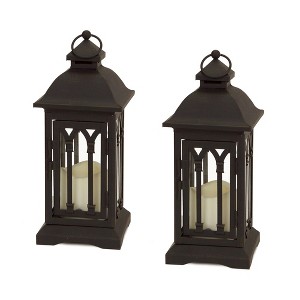 Melrose Black Metal Lantern with LED Candle (Set of 2) - 1 of 3