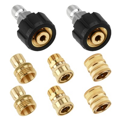 Infurnic Hose Valves and Connectors Pressure Washer Adapter Set, M22 Metric Male Thread Quick Connector with 3/4" to Quick Release,8-Pack, Brass