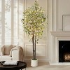 Artificial Eucalyptus Tree Indoor - Realistic Fake Potted Plant with White Planter, Leaves & Bendable Boughs for Home Office, Housewarming Gift - 3 of 4