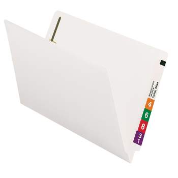 Smead End Tab Fastener File Folder, Shelf-Master  Reinforced Straight-Cut Tab, 2 Fasteners, Legal Size, White, 50 per Box (28840)