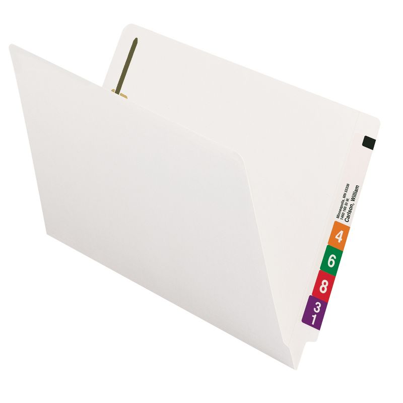 Smead End Tab Fastener File Folder, Shelf-Master  Reinforced Straight-Cut Tab, 2 Fasteners, Legal Size, White, 50 per Box (28840), 1 of 7