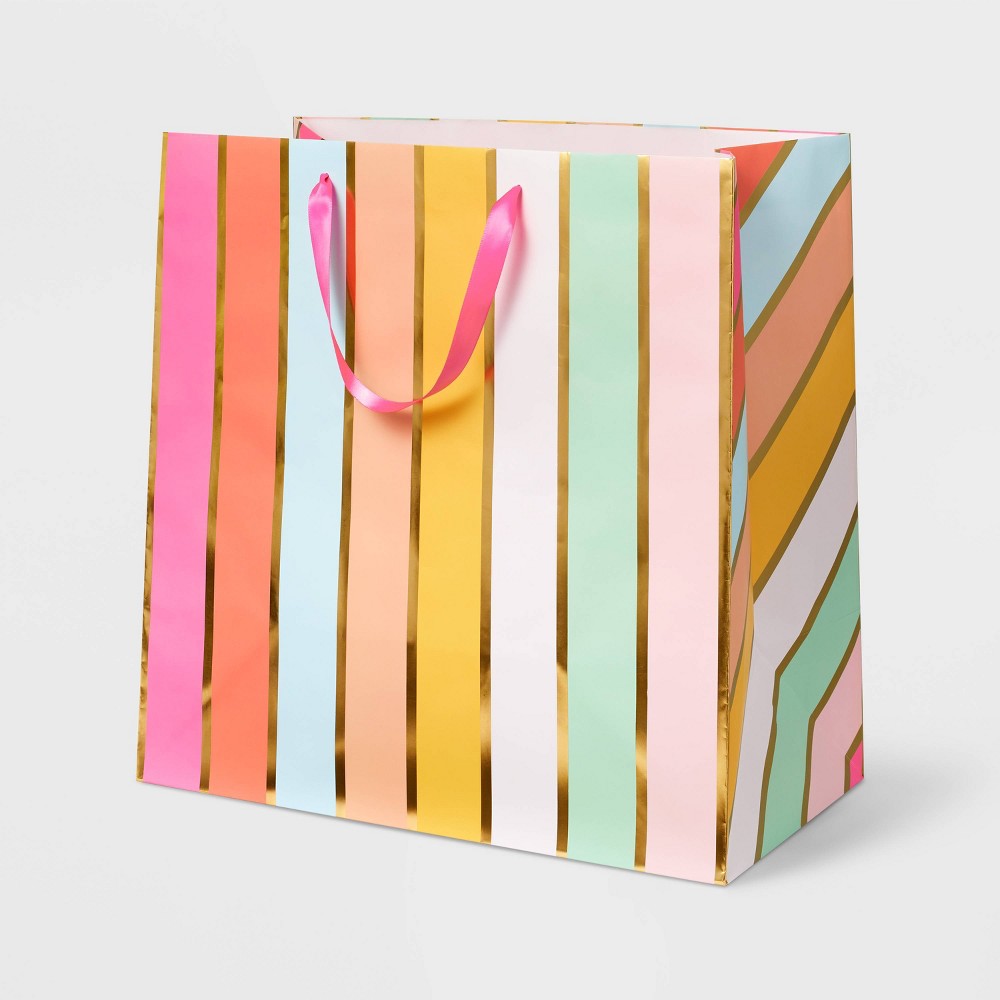 Photos - Other Souvenirs Square Simple Striped Gift Bag - Spritz™