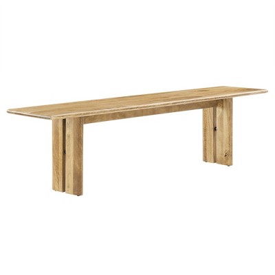 Modway Amistad 72" Wood Bench – Rustic Farmhouse Entryway or Dining Bench with Slatted Backless Design in Natural Finish