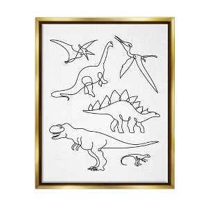 Kids' Wall Art by Melissa Wang Various Dinosaurs Outline Doodles Gold Framed Kids' Floater Canvas - Stupell Industries - 1 of 4