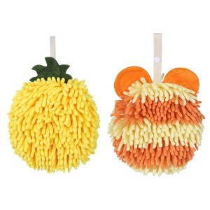 REGALWOVEN 2 Pcs Cute Soft Absorbent Chenille Ball Fuzzy Hand Towel - 1 of 4