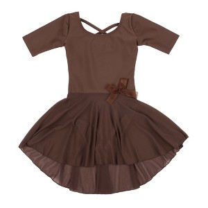 Leveret Girls Elbow Sleeve Skirt Leotard - 1 of 4