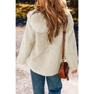 Pale Khaki Fleece Zip Up Drawstring Hooded Pocketed Jacket - 1 of 1