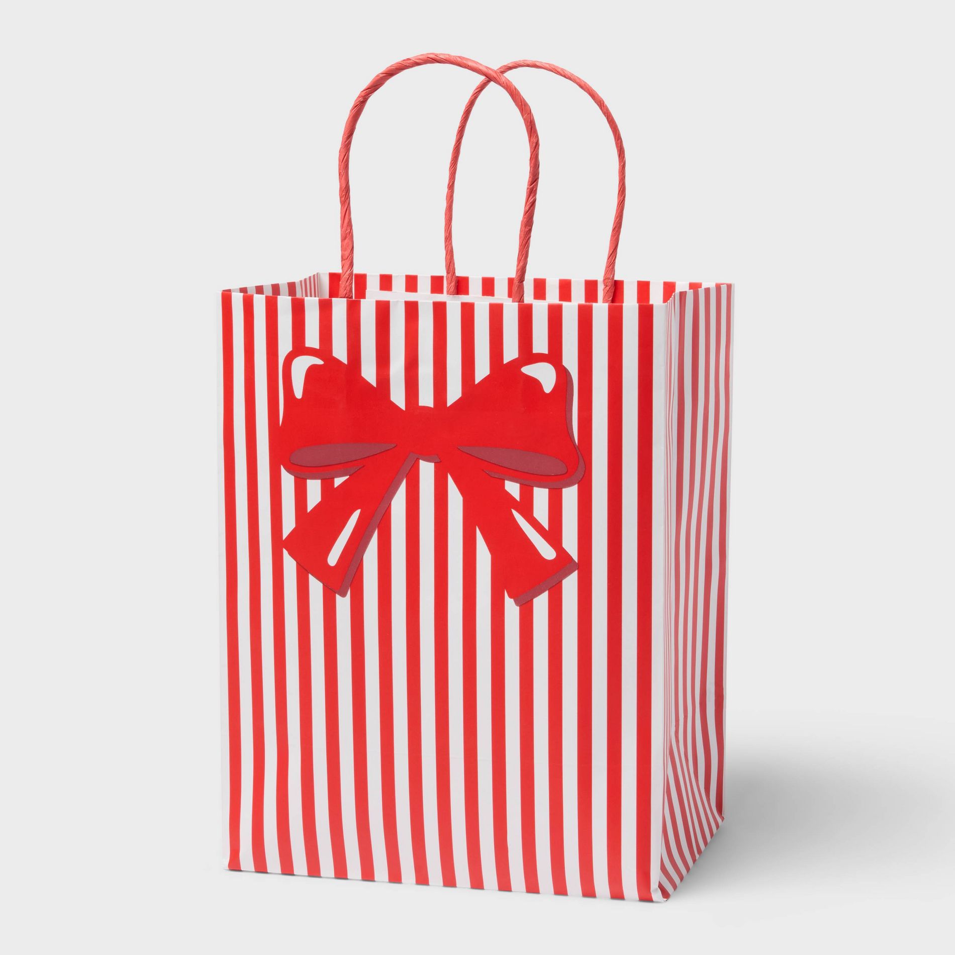 Small Striped Bow Christmas Gift Bag Red - Spritz™