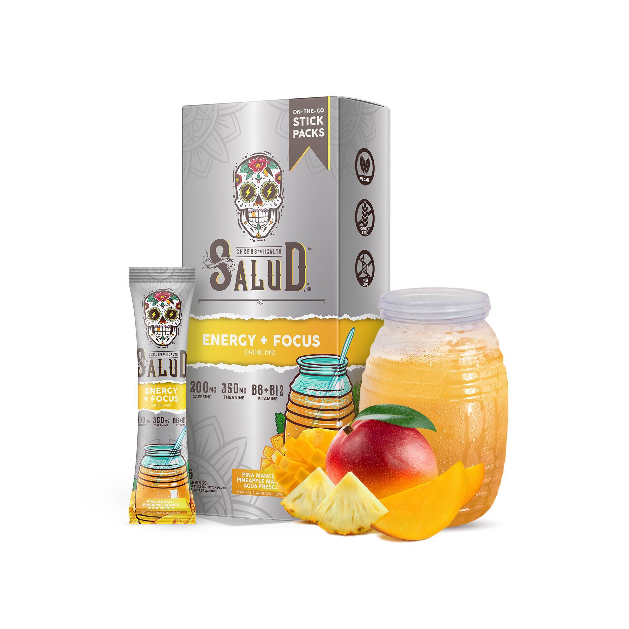Salud Energy + Focus Pineapple Mango Electrolyte Drink Mix - 6pk/0.21oz Packet Sticks
