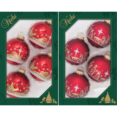 Christmas by Krebs 8ct Red Nativity and Bethlehem Scene Christmas Ball Ornaments 2.5" (67mm)