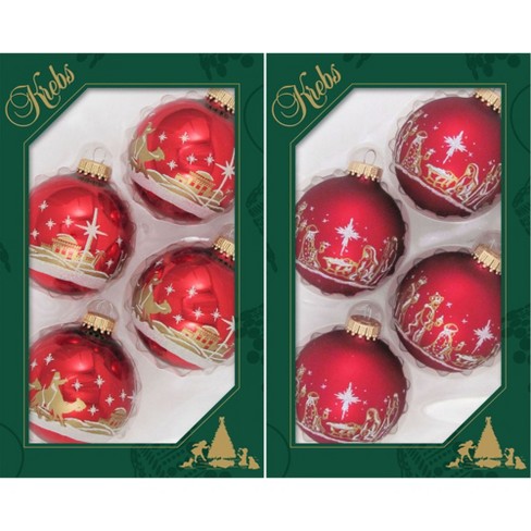 Christmas By Krebs 8ct Red Nativity And Bethlehem Scene Christmas Ball  Ornaments 2.5 (67mm) : Target