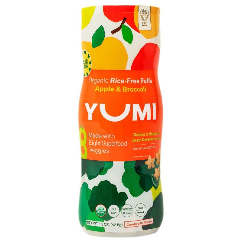 YUMI Organic Apple and Broccoli Baby Snack Puffs - 1.5oz, 1 of 7