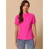 INSPIRE CHIC Women's Short Sleeve Button Down Peter Pan Collar Blouse - 3 of 4