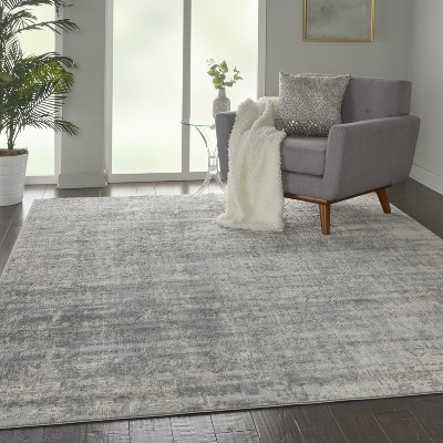 Ivory and Silver Abstract Rectangular Area Rug 7'10" x 10'6"