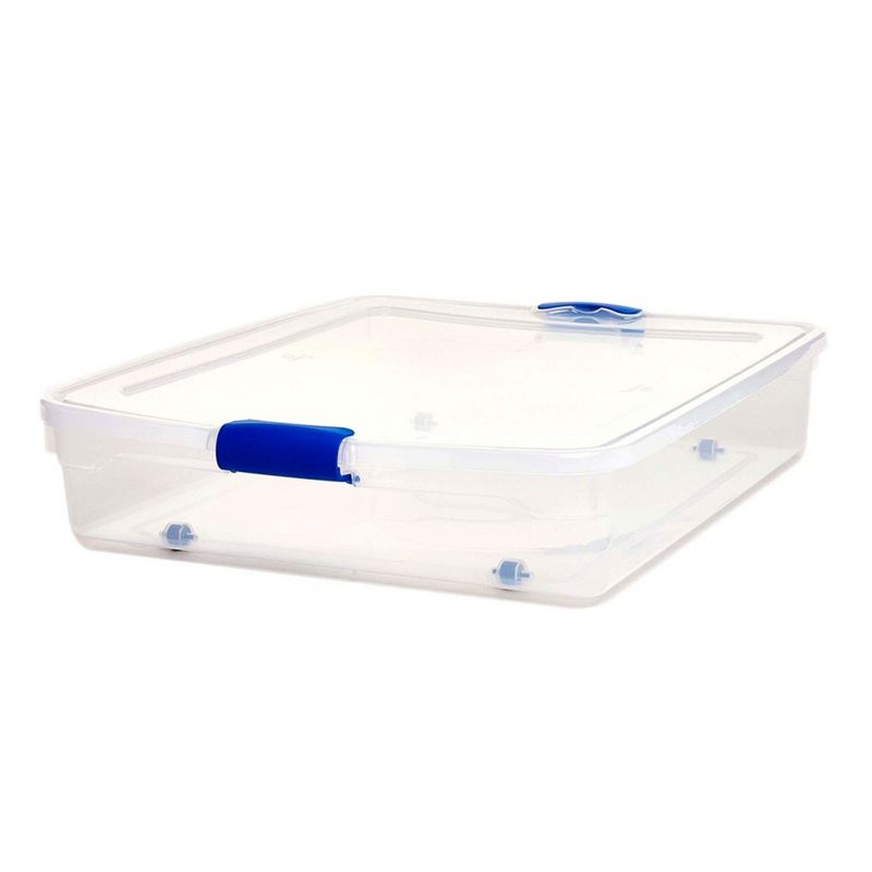 Homz 56 Qt Full/Queen Underbed Clear Plastic Latching Storage Container, 3 of 8