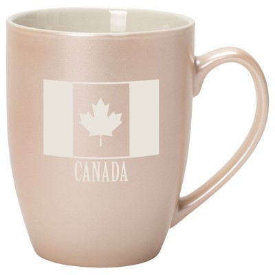 Elanze Designs Canada Canadian Flag 10 Ounce Ceramic Laser-Etched Engraved Drinkware Mug, Metallic Precious Pearl