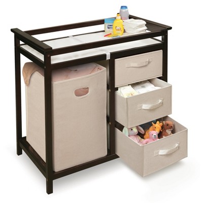 Espresso Baby Changing Table with Hamper and Drawers