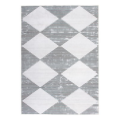 World Rug Gallery Geometric Boxes Design Non-Slip (Non-Skid) Blue 1 ft. 8 in. x 2 ft. 6 in. Indoor Area Rug