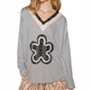 Women's Lace Flower Patch Long Sleeve T-shirt - POL - 4 of 4