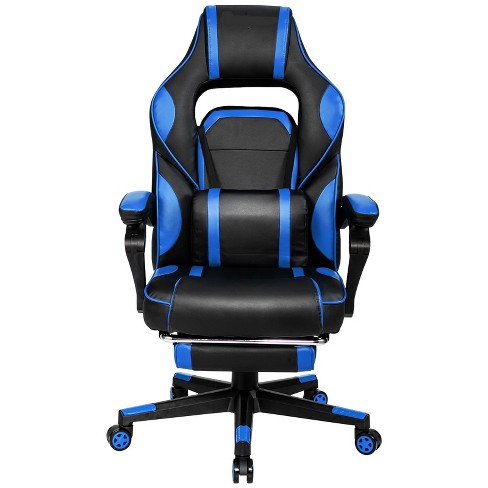 Tangkula Gaming Chair Height Adjustable with Cushion Ergonomic High Back Blue