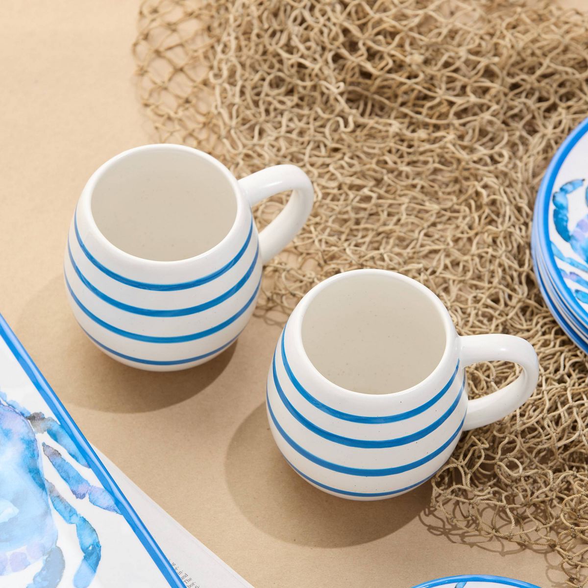 Certified International (Set of 4) 20oz Mugs Dockside Blue - thumbnail 5
