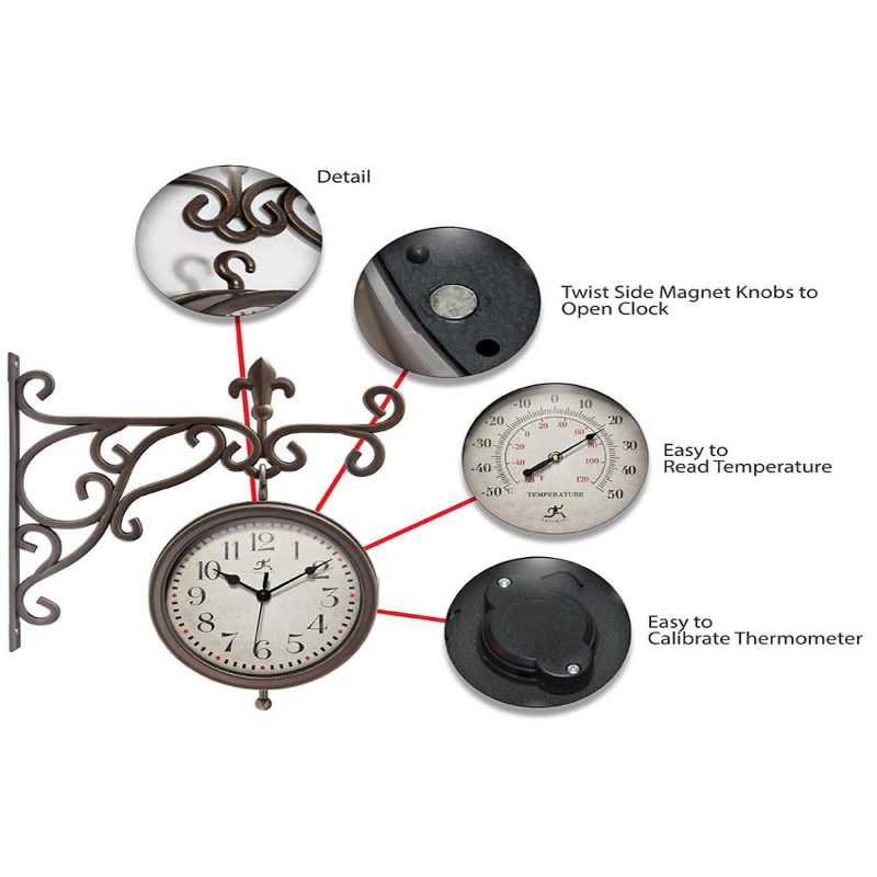8&#34; Beauregard Wall Clock Brown - Infinity Instruments, 4 of 8