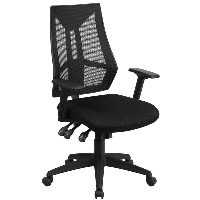 Flash Furniture High Back Black Mesh Multifunction Swivel Ergonomic Task Office Chair with Adjustable Arms, 1 of 13