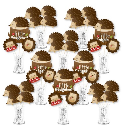Big Dot of Happiness Forest Hedgehogs - Woodland Birthday Party or Baby Shower Centerpiece Sticks - Showstopper Table Toppers - 35 Pieces