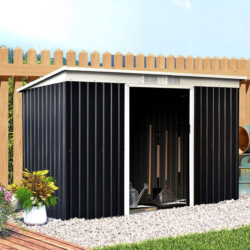 Outsunny Metal Garden Storage Shed Tool House with Sliding Door Spacious Layout & Durable Construction for Backyard, Patio, Lawn, 2 of 7