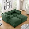 DOMETOUR Green Chenille 2-Seater Sofa with Ottoman Storage, Cylindrical Backrest & Armrests, Modern Loveseat with Hidden Storage - 2 of 4