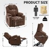 Heavy Duty Power Lift Recliner Chair with Lumbar Heat,8 Point Massage Recliner with Cup Holder,Brown Chenille Recliner for Living Room-Coolbibila - 4 of 4