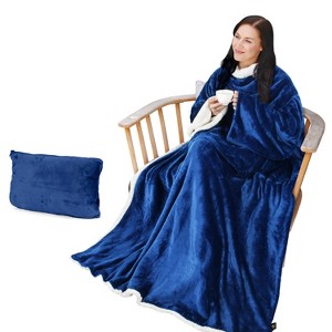 Catalonia Plush Fleece Wearable Blanket with Sleeves Arms, Super Soft Snuggly Body Blanket for Womens Mens, Portable TV Blankets, Gift for Her - 1 of 4