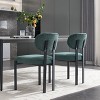 Lirago 19" Mid Century Modern Boucle Green Upholstered Dining Chairs with Metal Frame(Set of 2) - 2 of 4