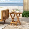 Patio Bistro Set, 3 PCS Dining Set with Foldable Slatted Table, Acacia Wood Frame Dining Armrest Chair with Polyester Cushions-Coolbibila - 3 of 4