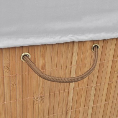 Natural Bamboo Collapsible Laundry Bin with White Lid