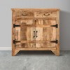 Royal Hampton 39 Inch Artisanal Farmhouse Style 2 Drawer Mango Wood Cabinet Console with 2 Door Storage - 3 of 4