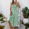 Womens Summer Maxi Dress Sleeveless Floral Spaghetti Strap Smocked Boho Beach Long Dress - 4 of 4