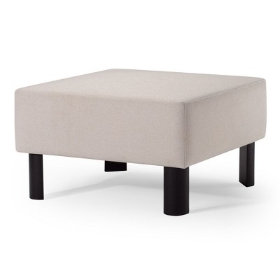 Maven Lane Lena Contemporary Upholstered Ottoman with Refined Wood Finish