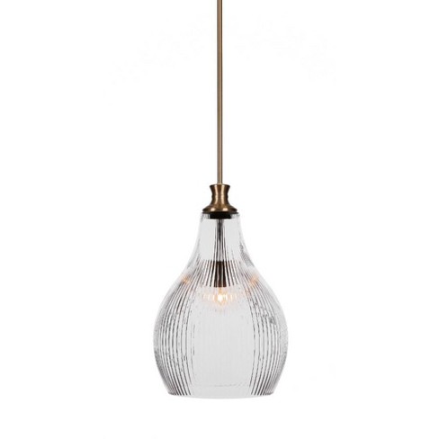 Toltec Lighting Carina 1 - Light Pendant in  New Aged Brass with 12.25" Clear Ribbed Shade - image 1 of 1